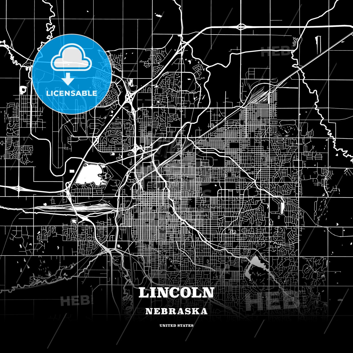 Lincoln, Nebraska, USA map