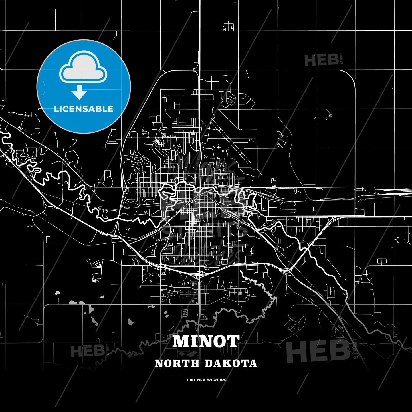 Minot, North Dakota, USA map