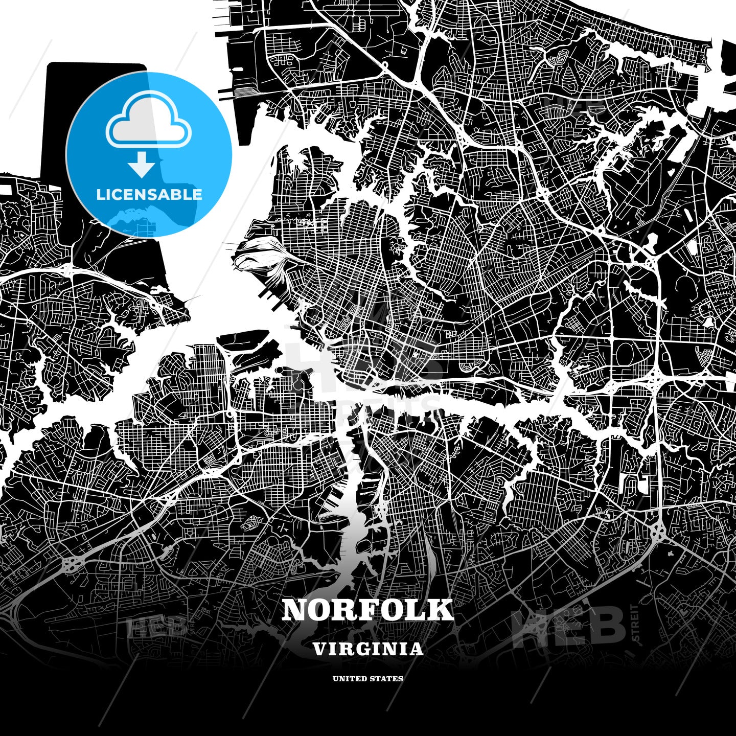 Norfolk, Virginia, USA map