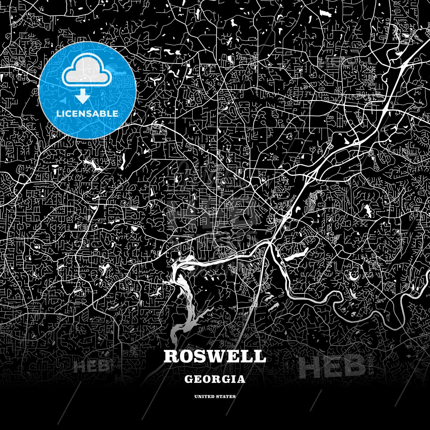 Roswell, Georgia, USA map