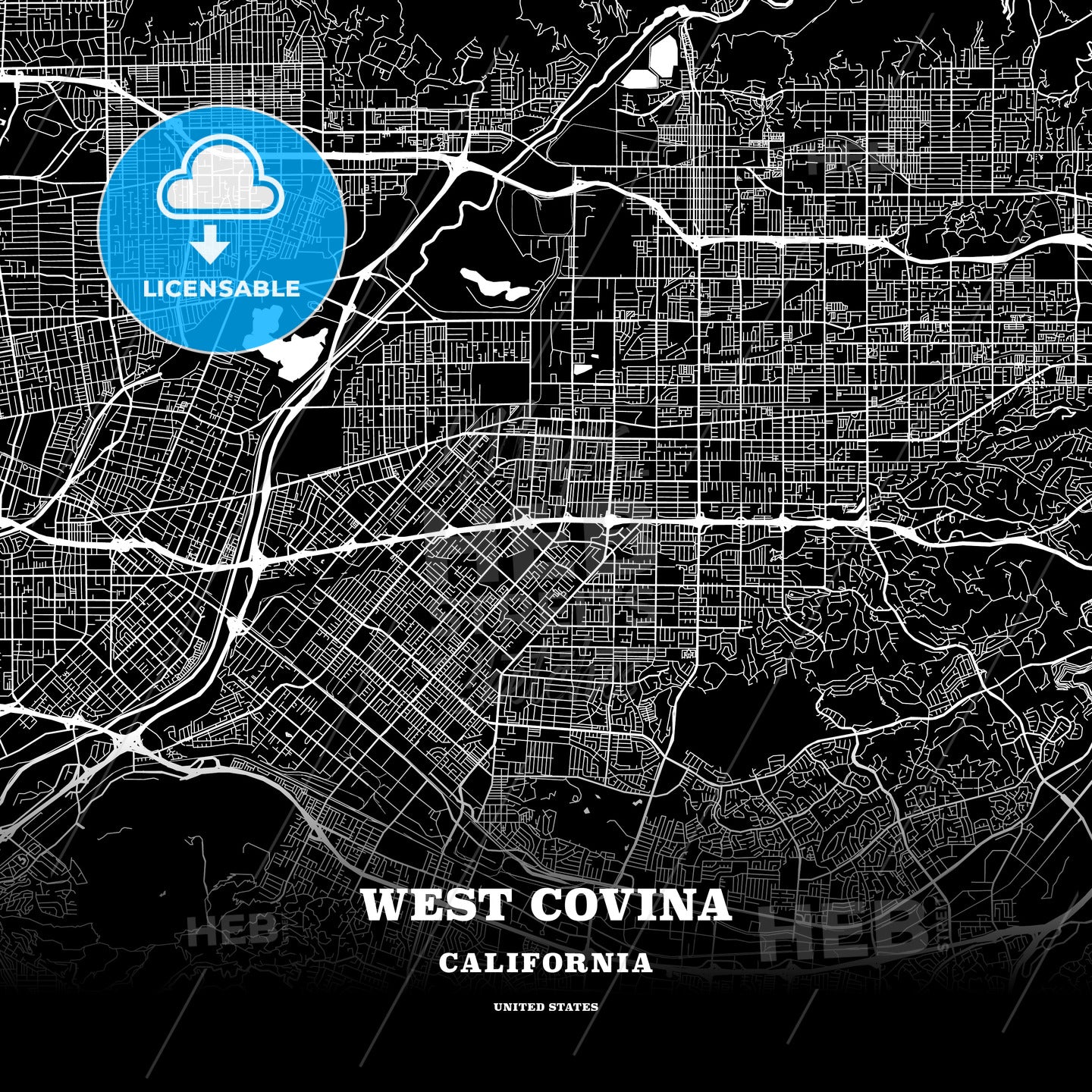 West Covina, California, USA map