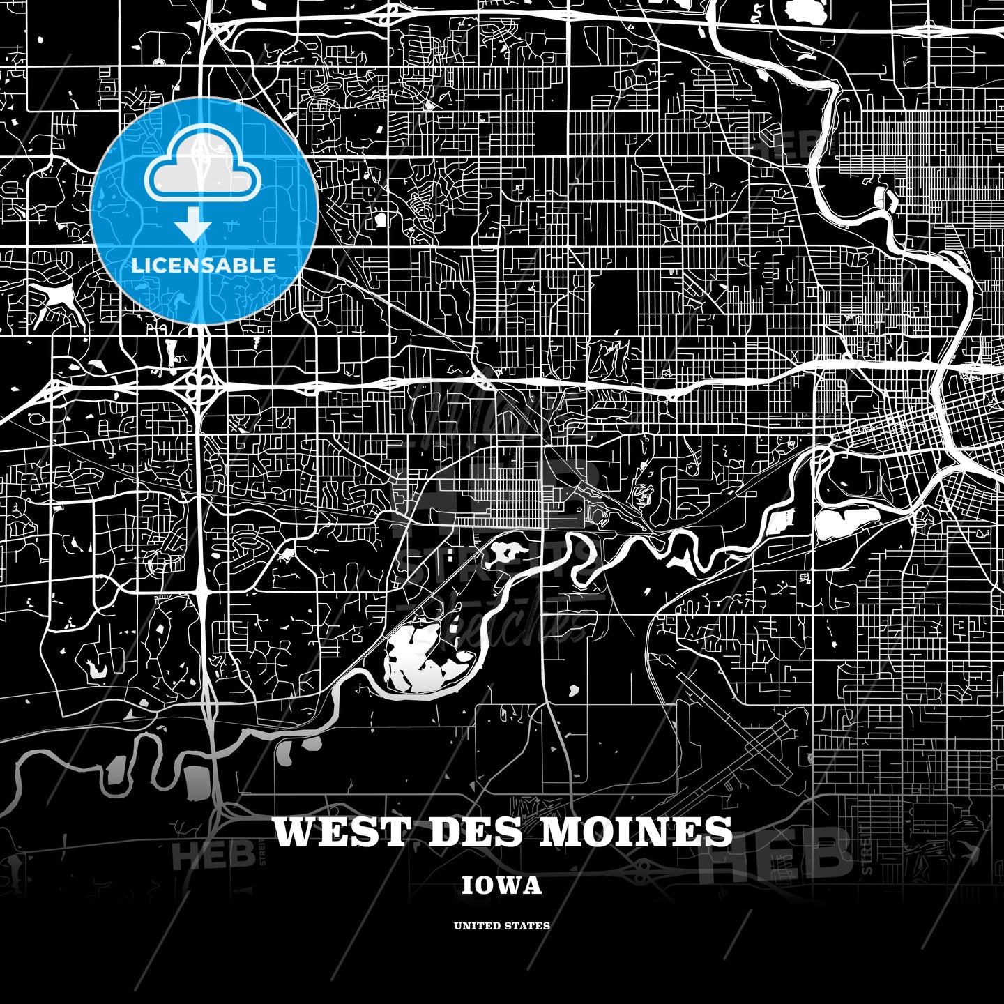 West Des Moines, Iowa, USA map