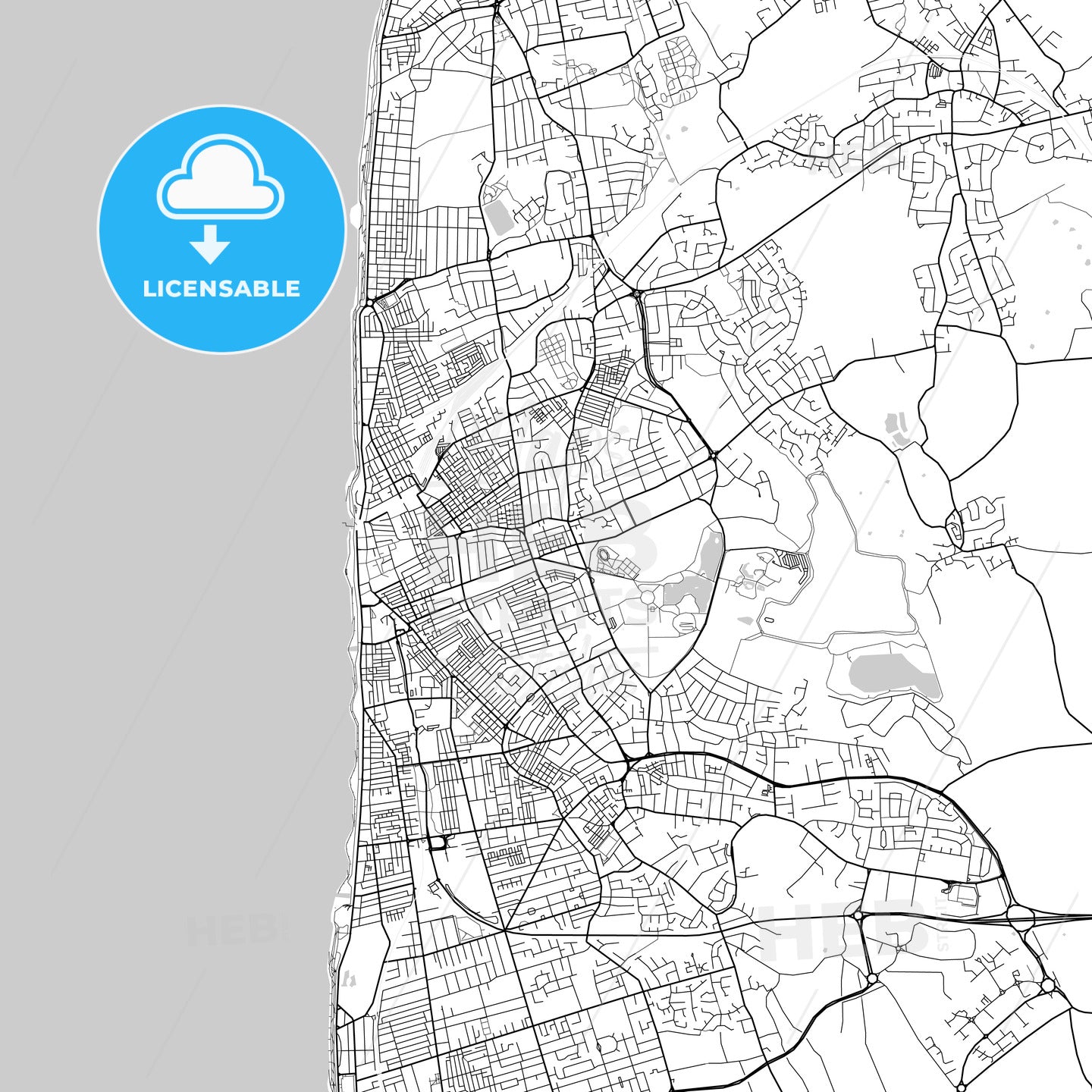 Blackpool, England, UK, Vector Map - Light