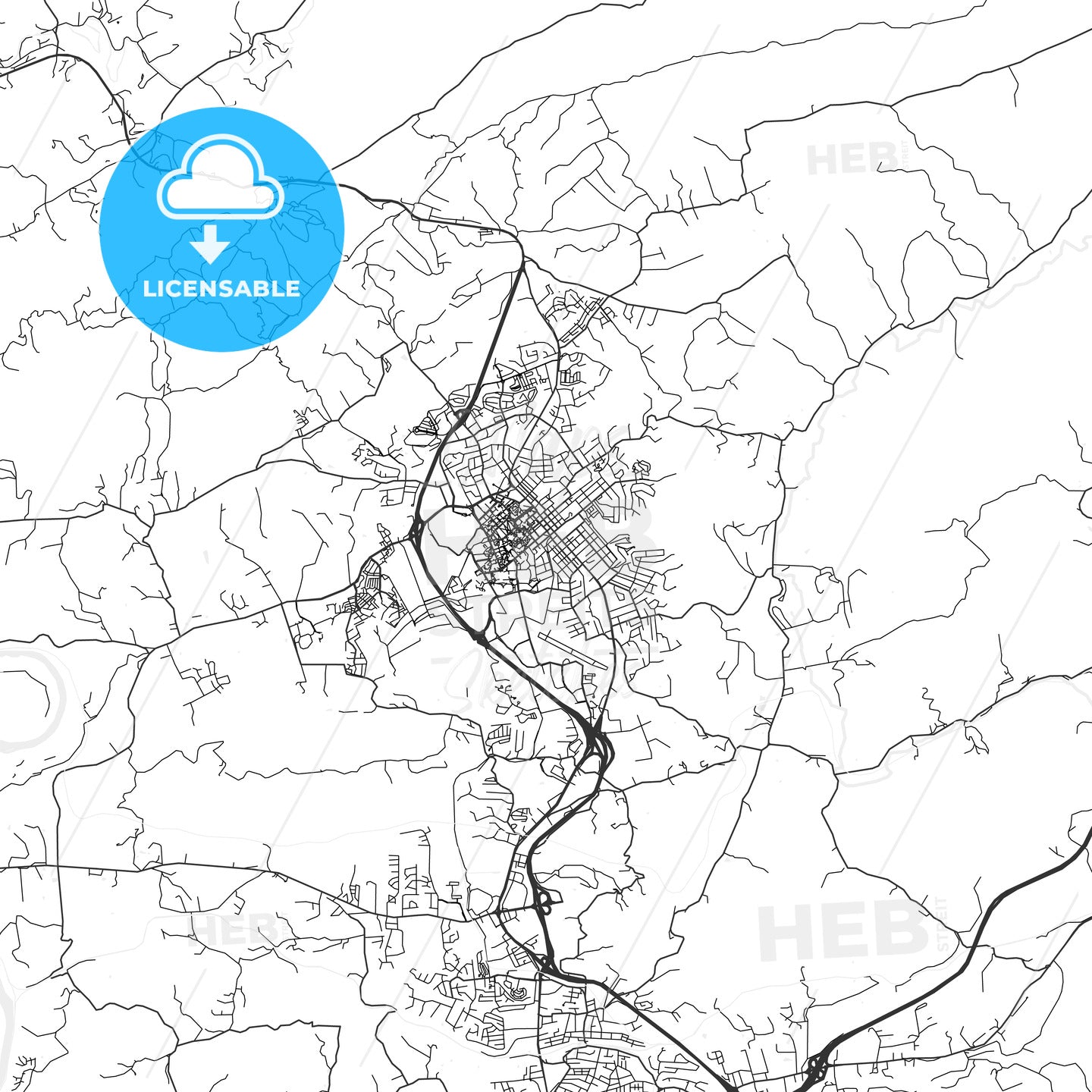 Blacksburg, Virginia - Area Map - Light