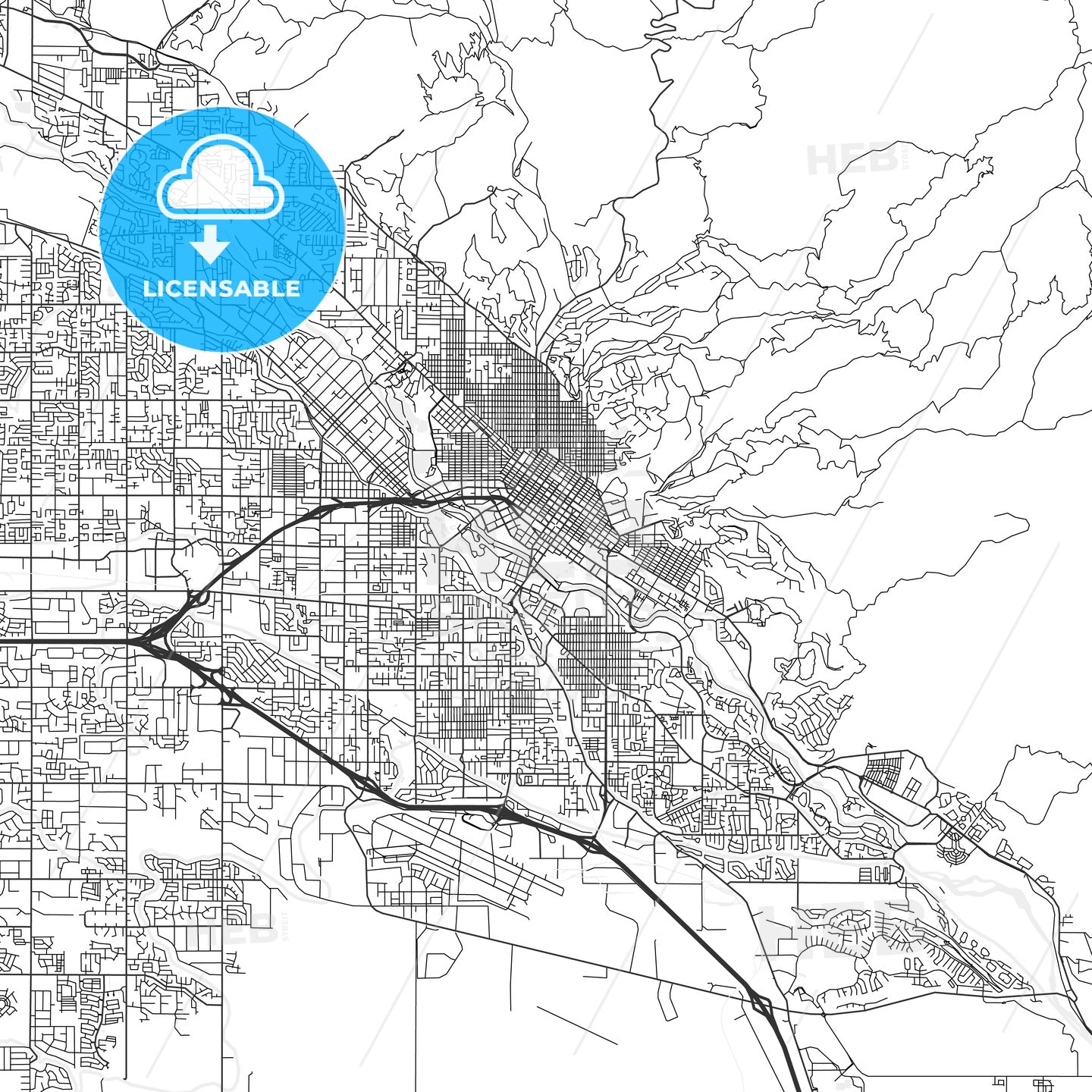 Boise, Idaho - Area Map - Light