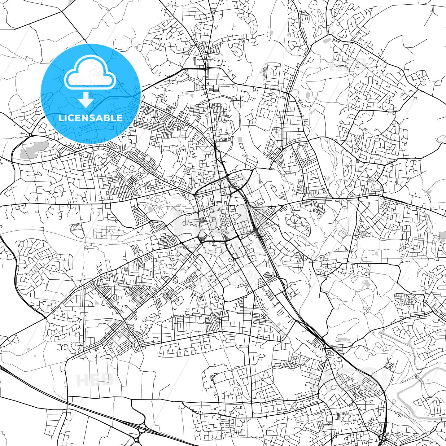 Bolton, England, UK, Vector Map - Light