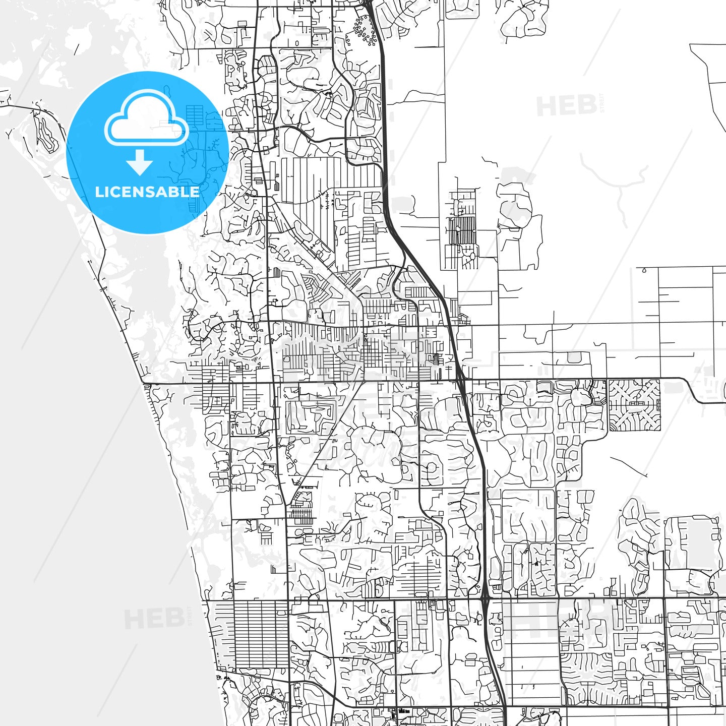 Bonita Springs, Florida - Area Map - Light