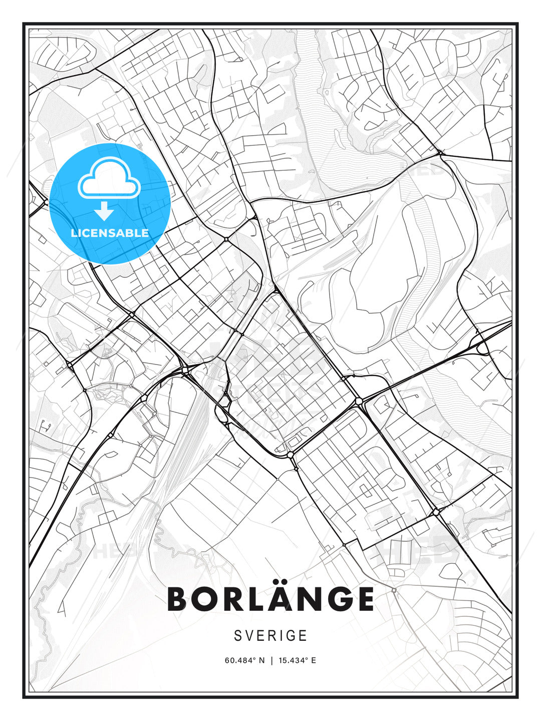Borlänge, Sweden, Modern Print Template in Various Formats - HEBSTREITS Sketches