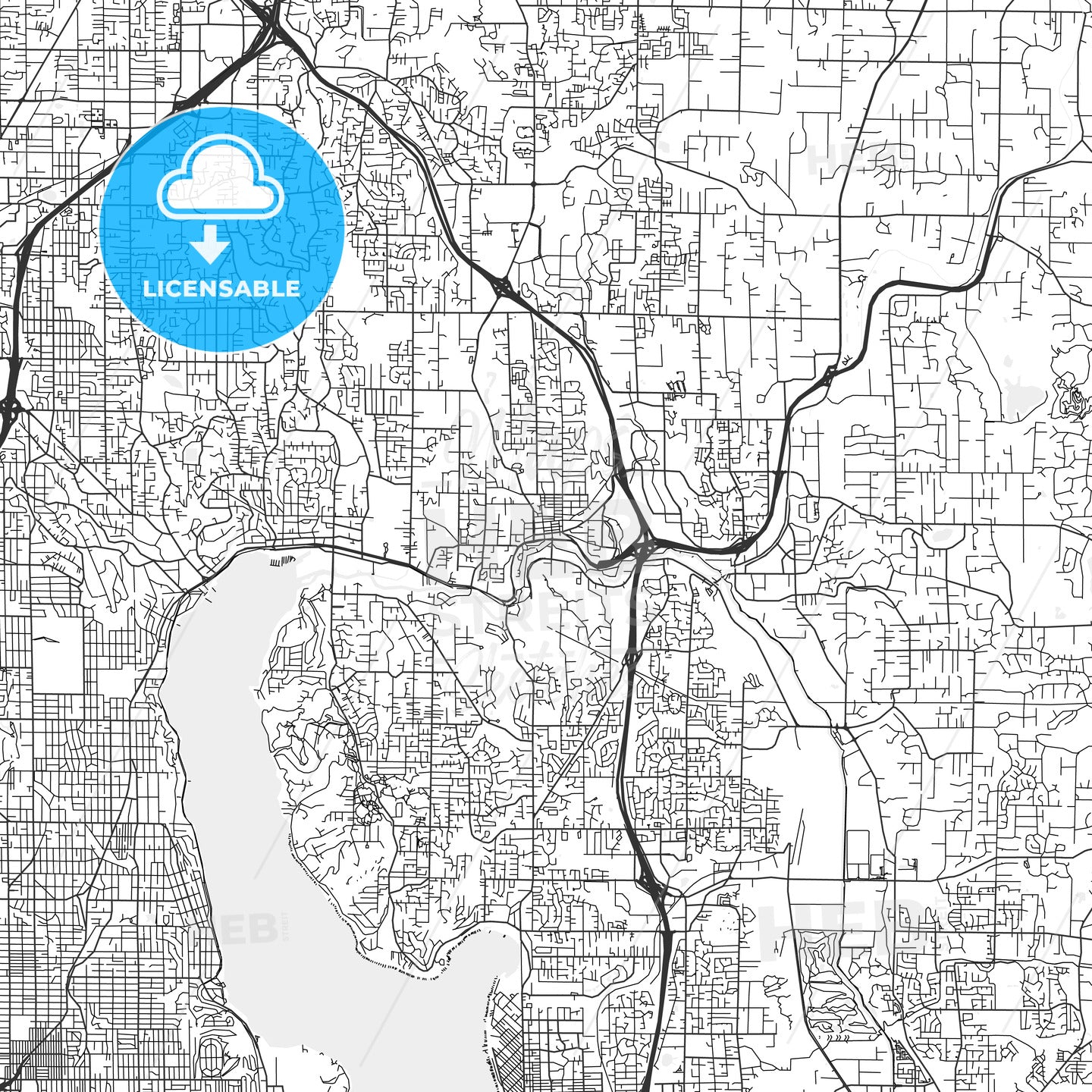Bothell, Washington - Area Map - Light