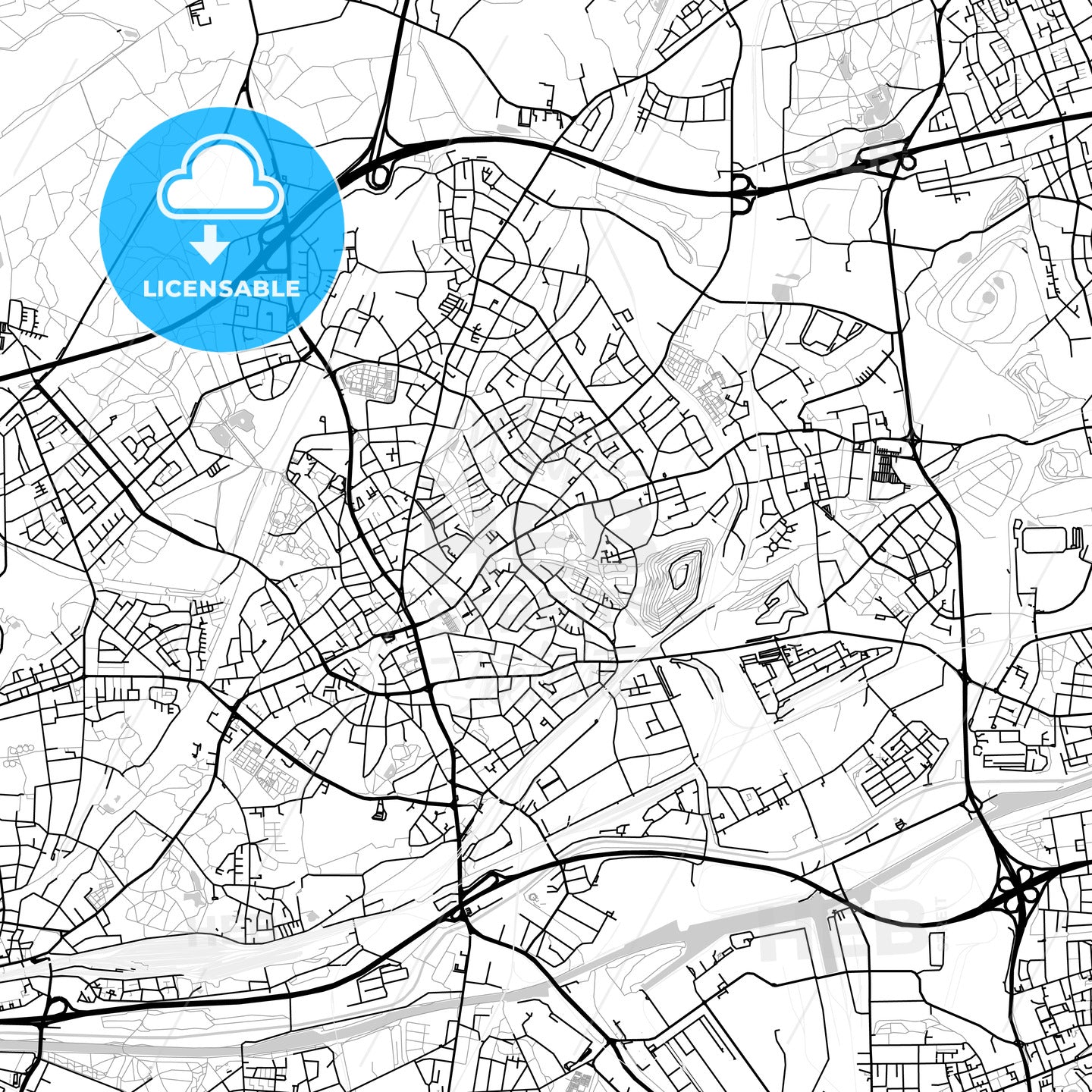 Bottrop, Germany, Vector Map - Light