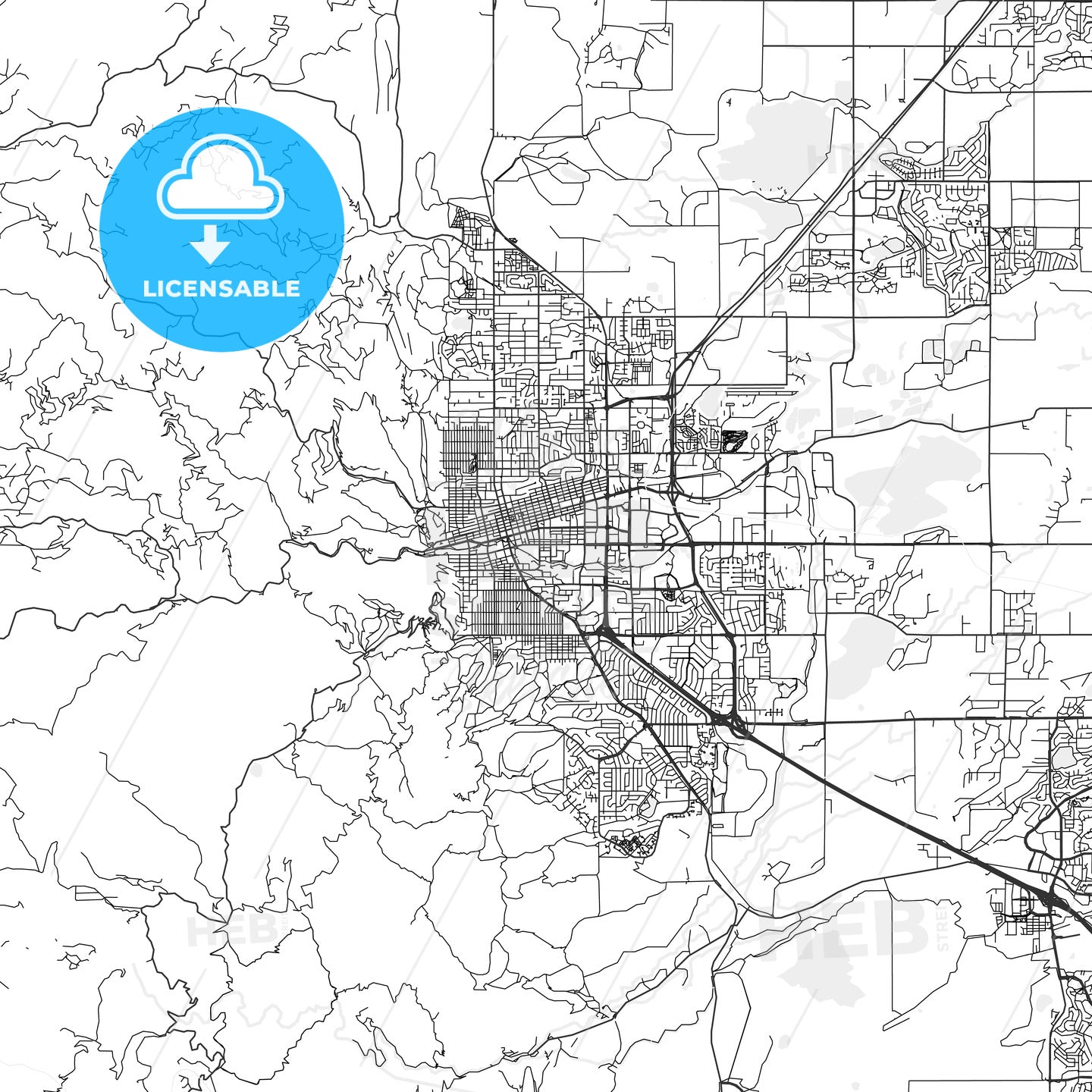 Boulder, Colorado - Area Map - Light