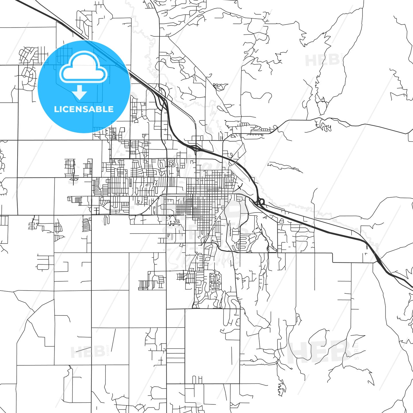 Bozeman, Montana - Area Map - Light - Hebstreits