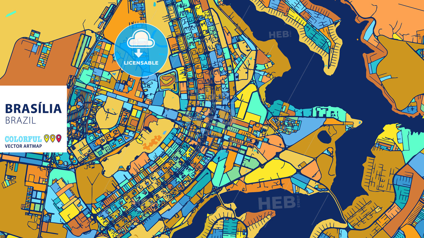 Brasília, Brazil, Colorful Vector Artmap