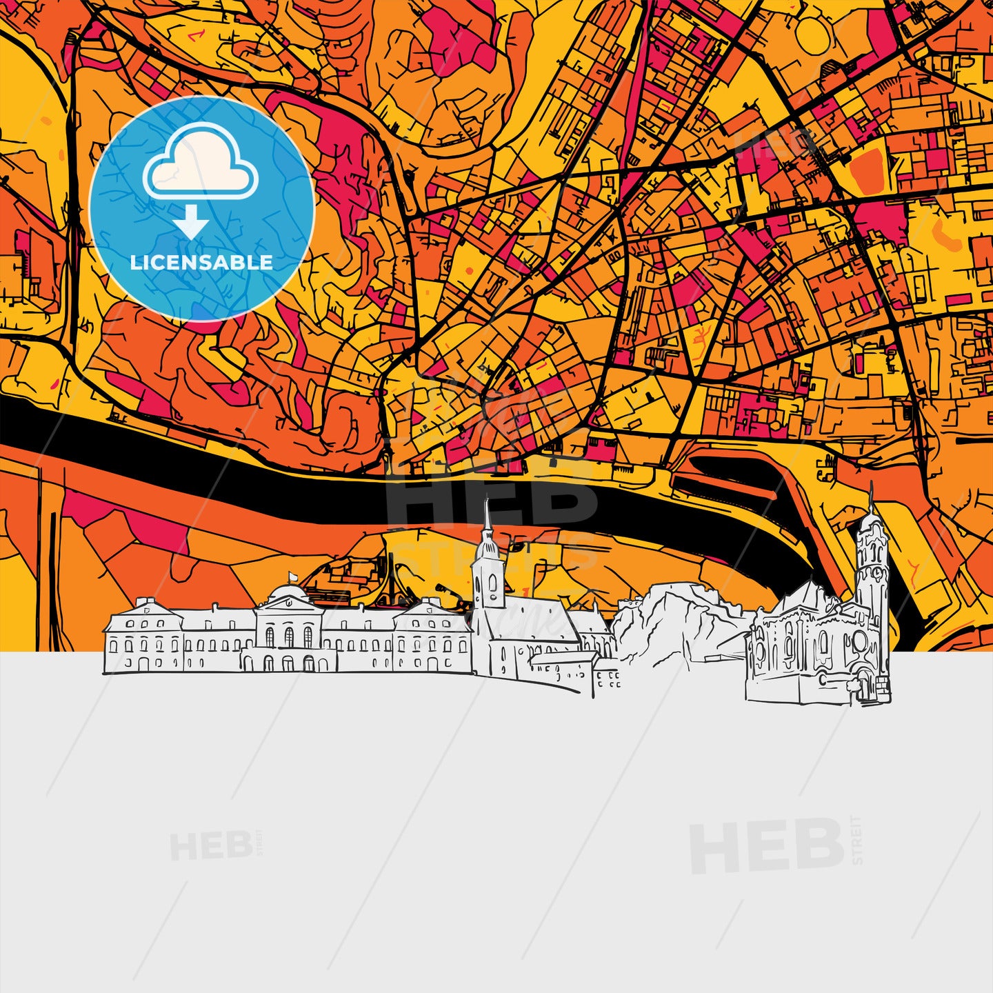 Bratislava Skyline Map