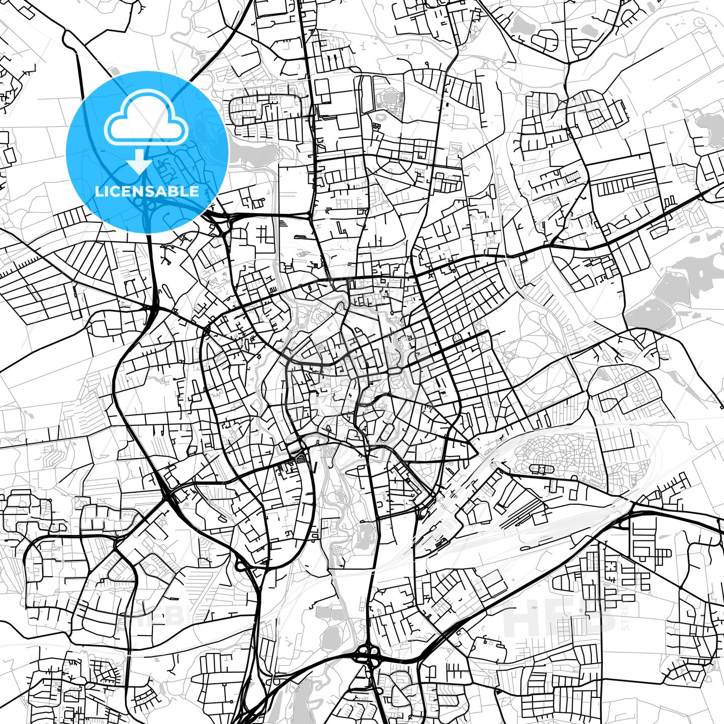 Braunschweig, Germany, Vector Map - Light