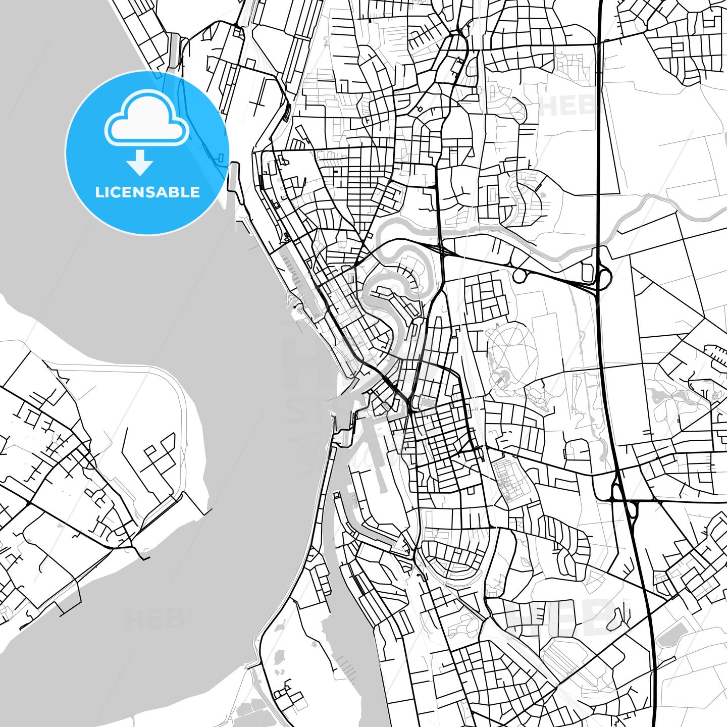 Bremerhaven, Germany, Vector Map - Light