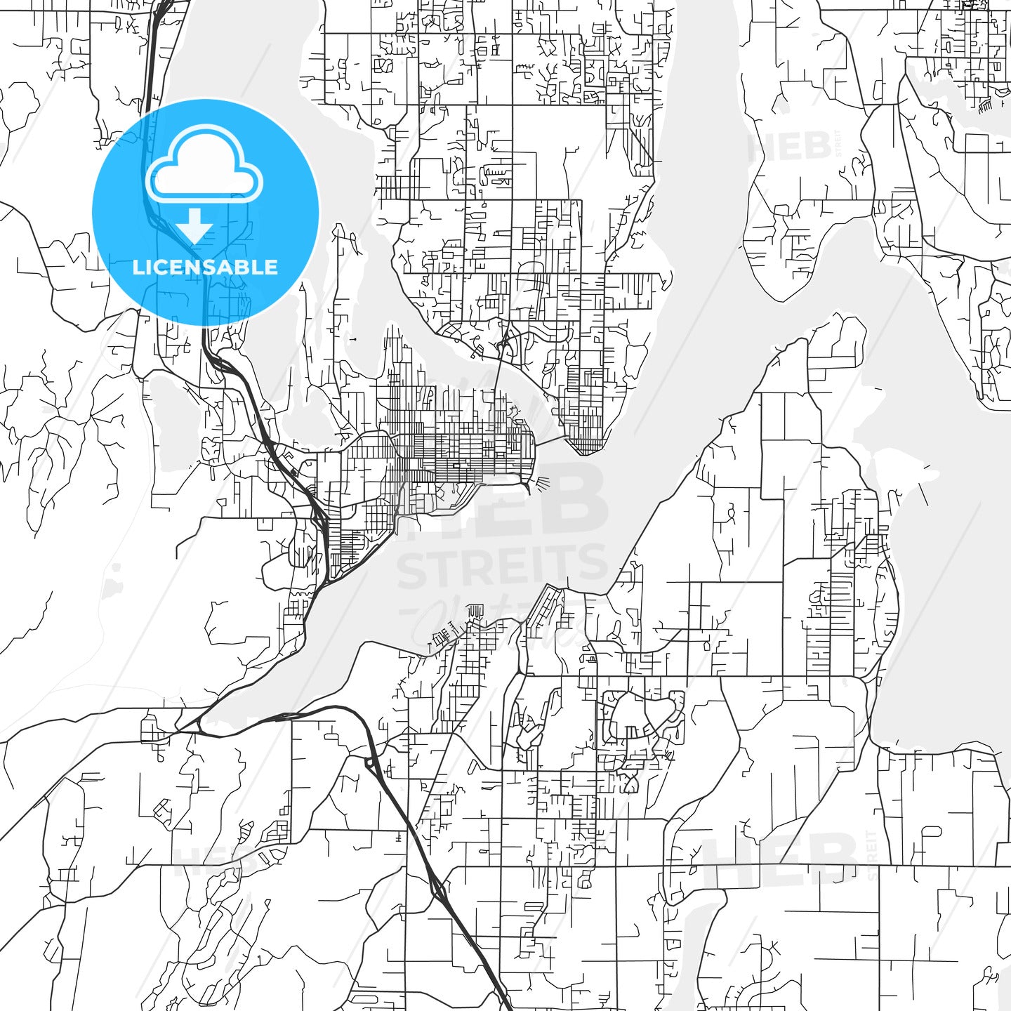Bremerton, Washington - Area Map - Light