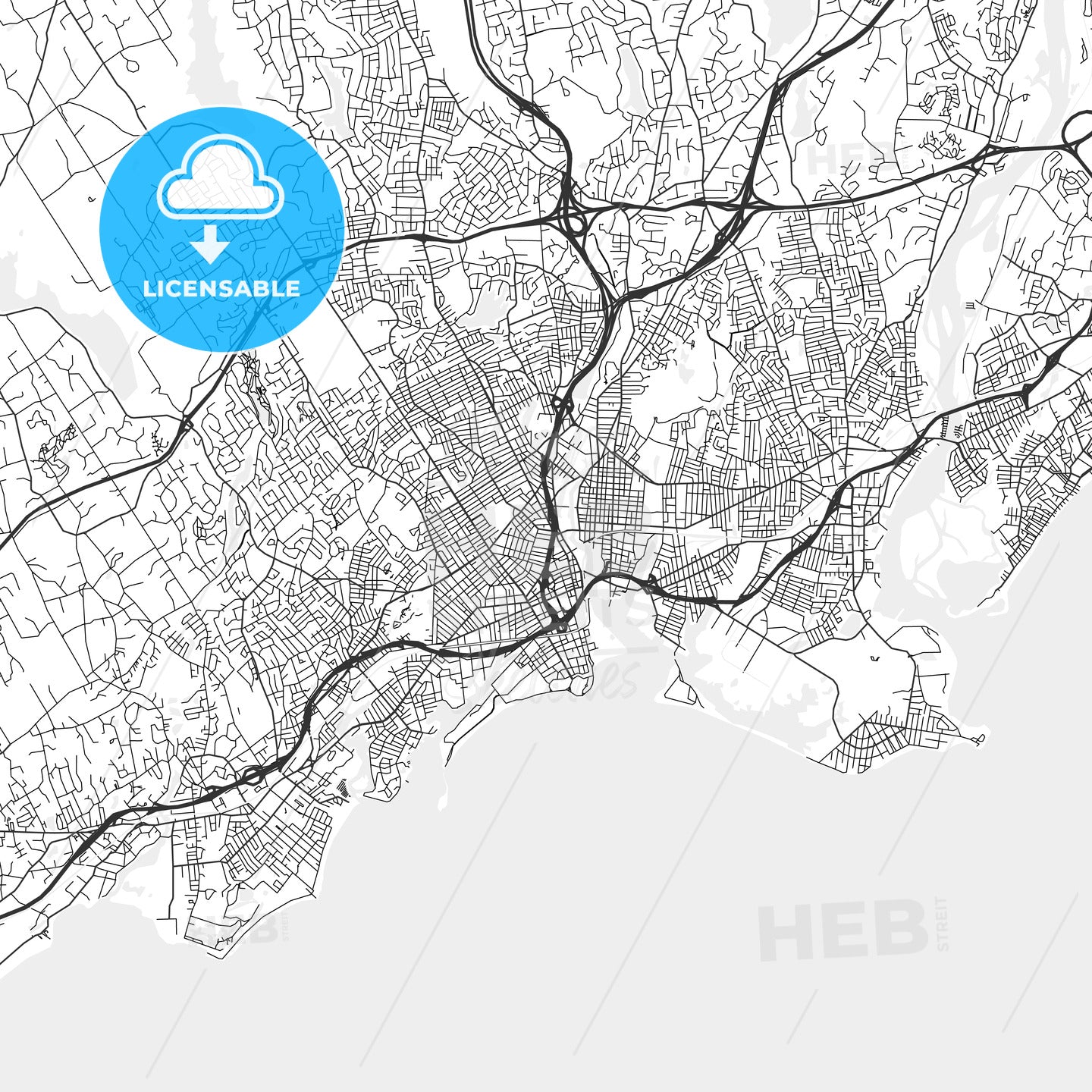 Bridgeport, Connecticut - Area Map - Light