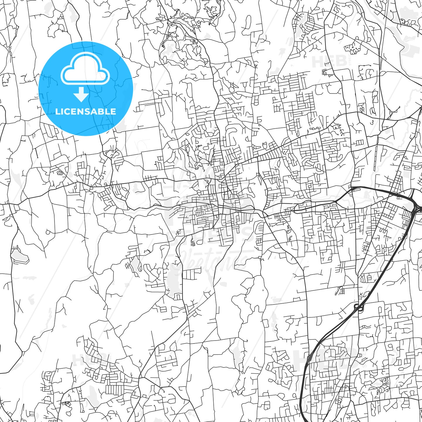 Bristol, Connecticut - Area Map - Light