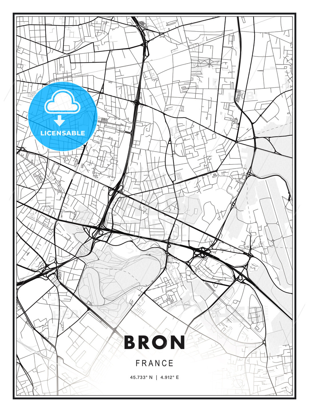 Bron, France, Modern Print Template in Various Formats - HEBSTREITS Sketches