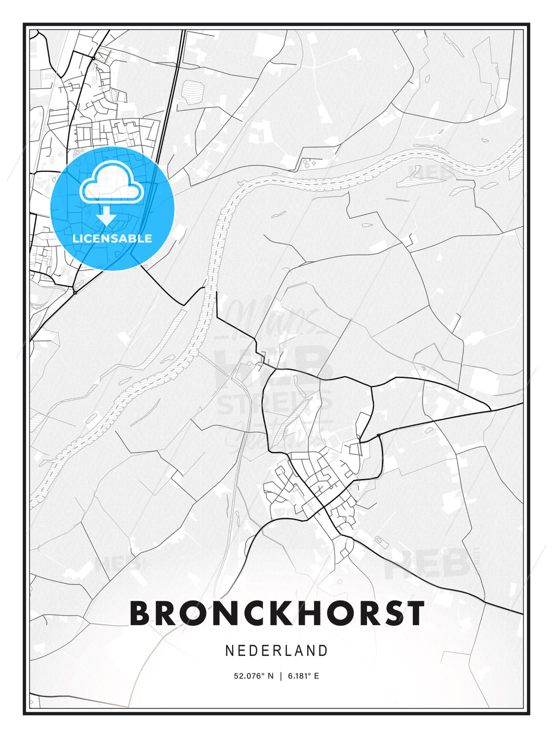 Bronckhorst, Netherlands, Modern Print Template in Various Formats - HEBSTREITS Sketches