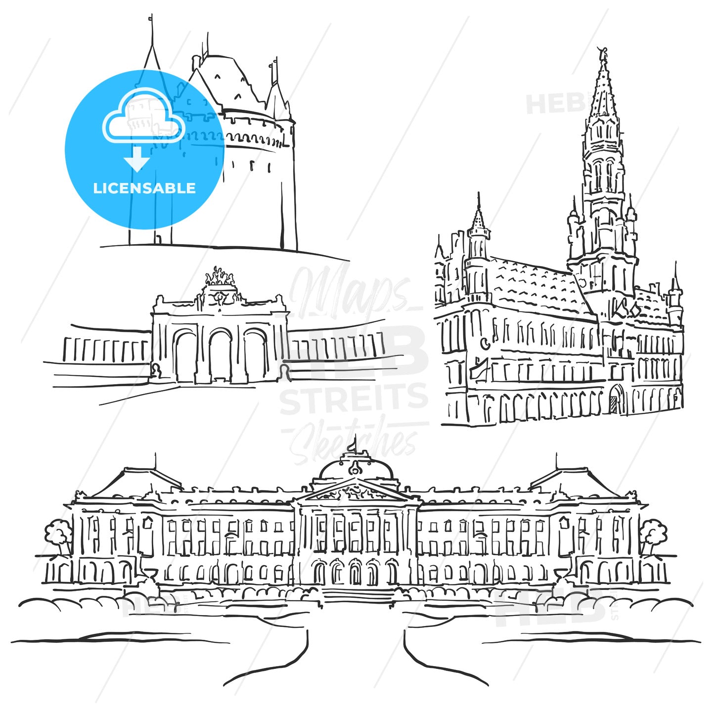 Brussels Belgium Famous Buildings – instant download