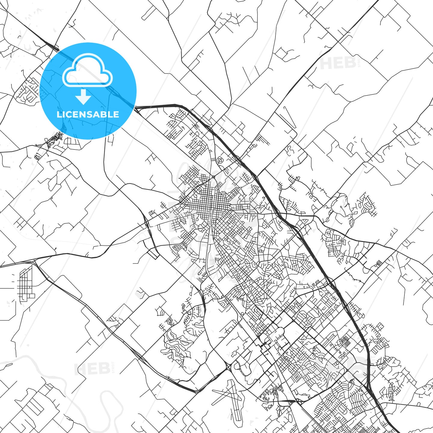 Bryan, Texas - Area Map - Light
