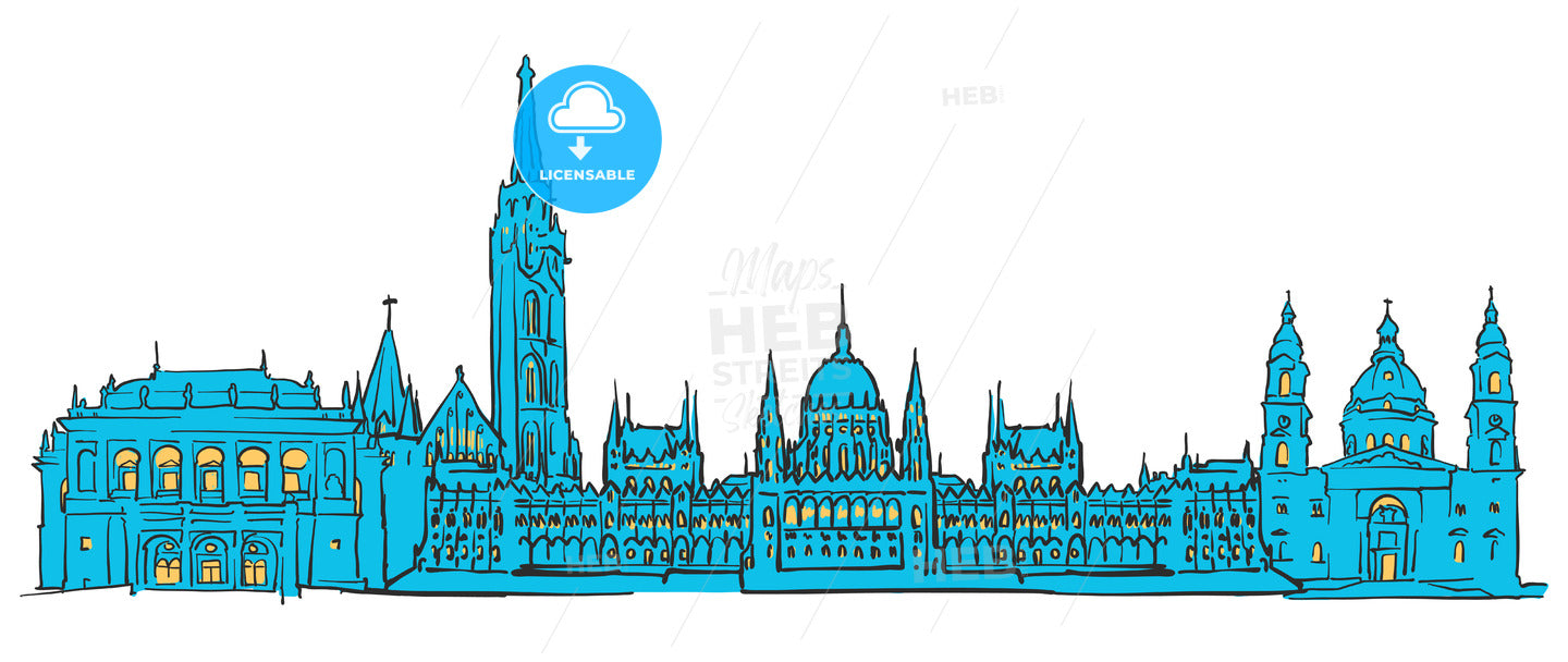 Budapest Hungary Colored Panorama – instant download