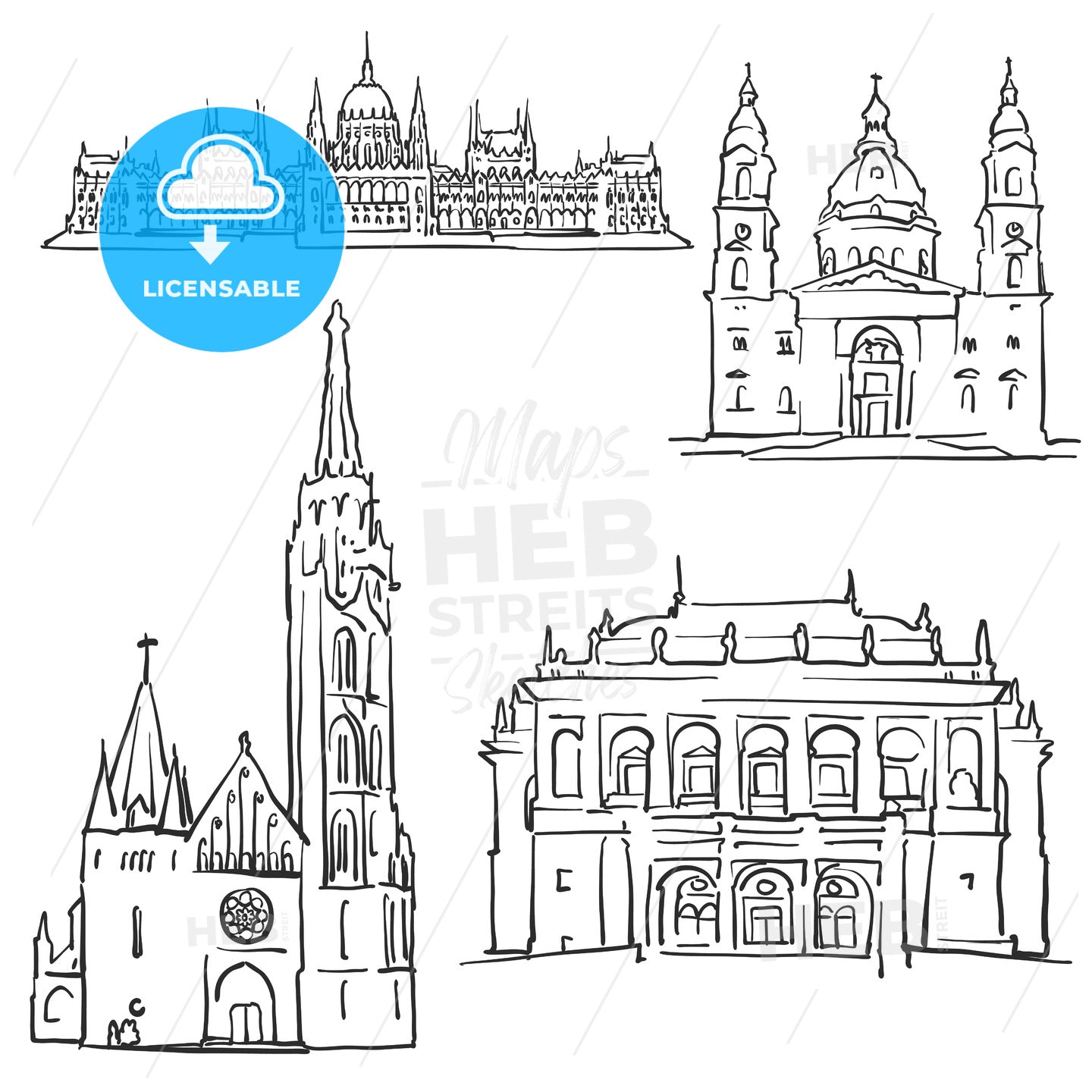 Budapest Hungary Famous Buildings – instant download