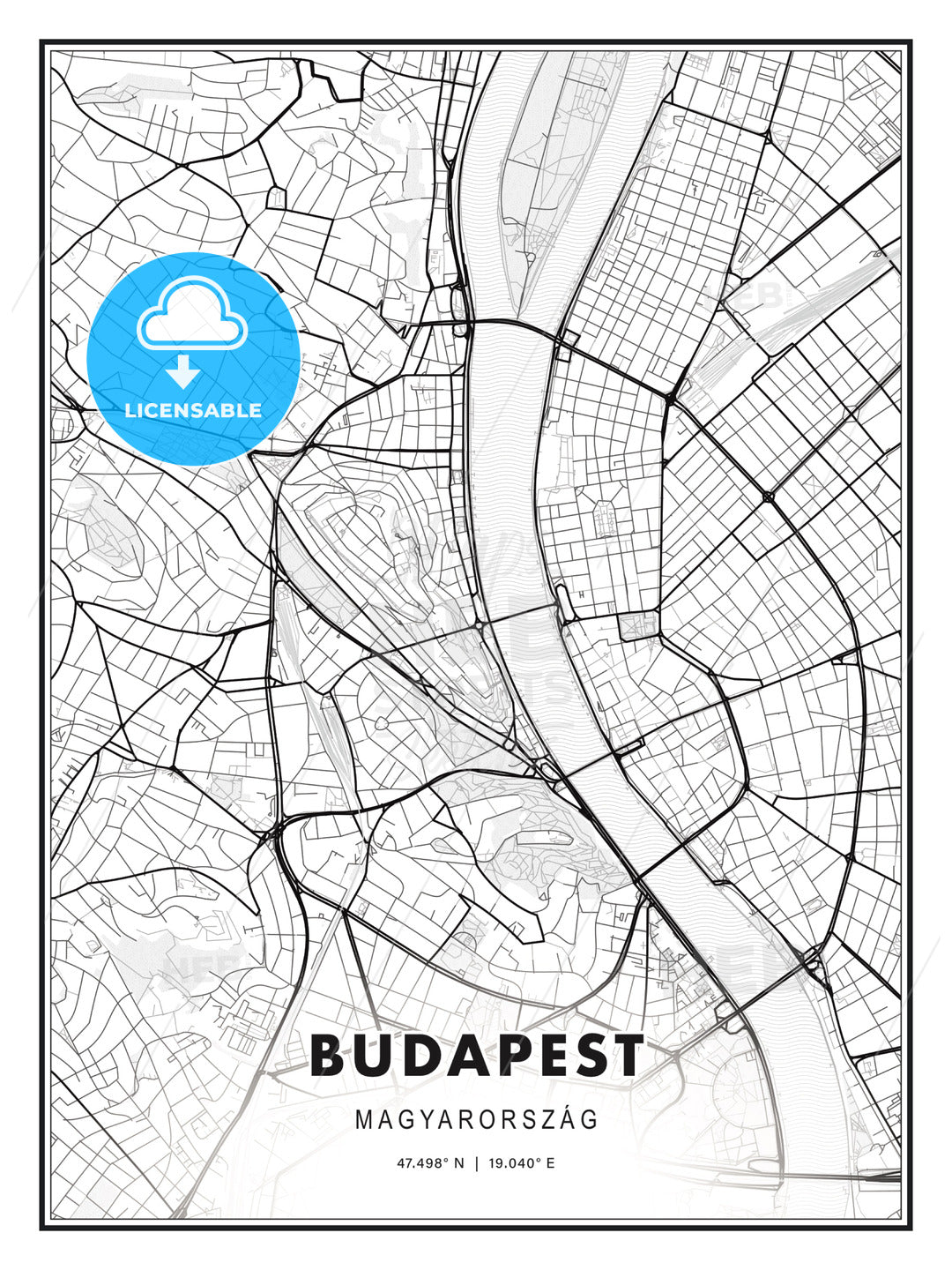 Budapest, Hungary, Modern Print Template in Various Formats - HEBSTREITS Sketches
