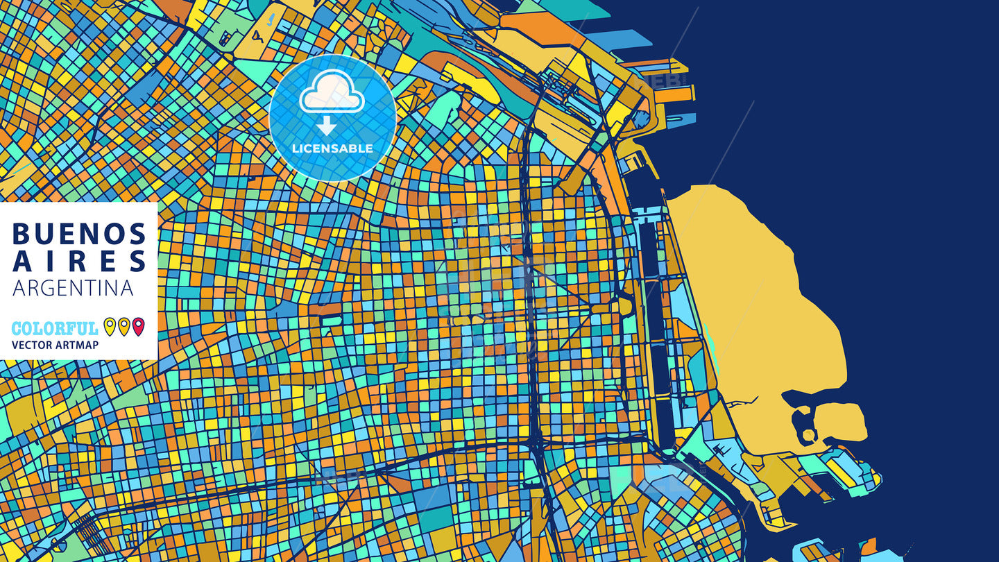 Buenos Aires, Argentina, Colorful Vector Artmap