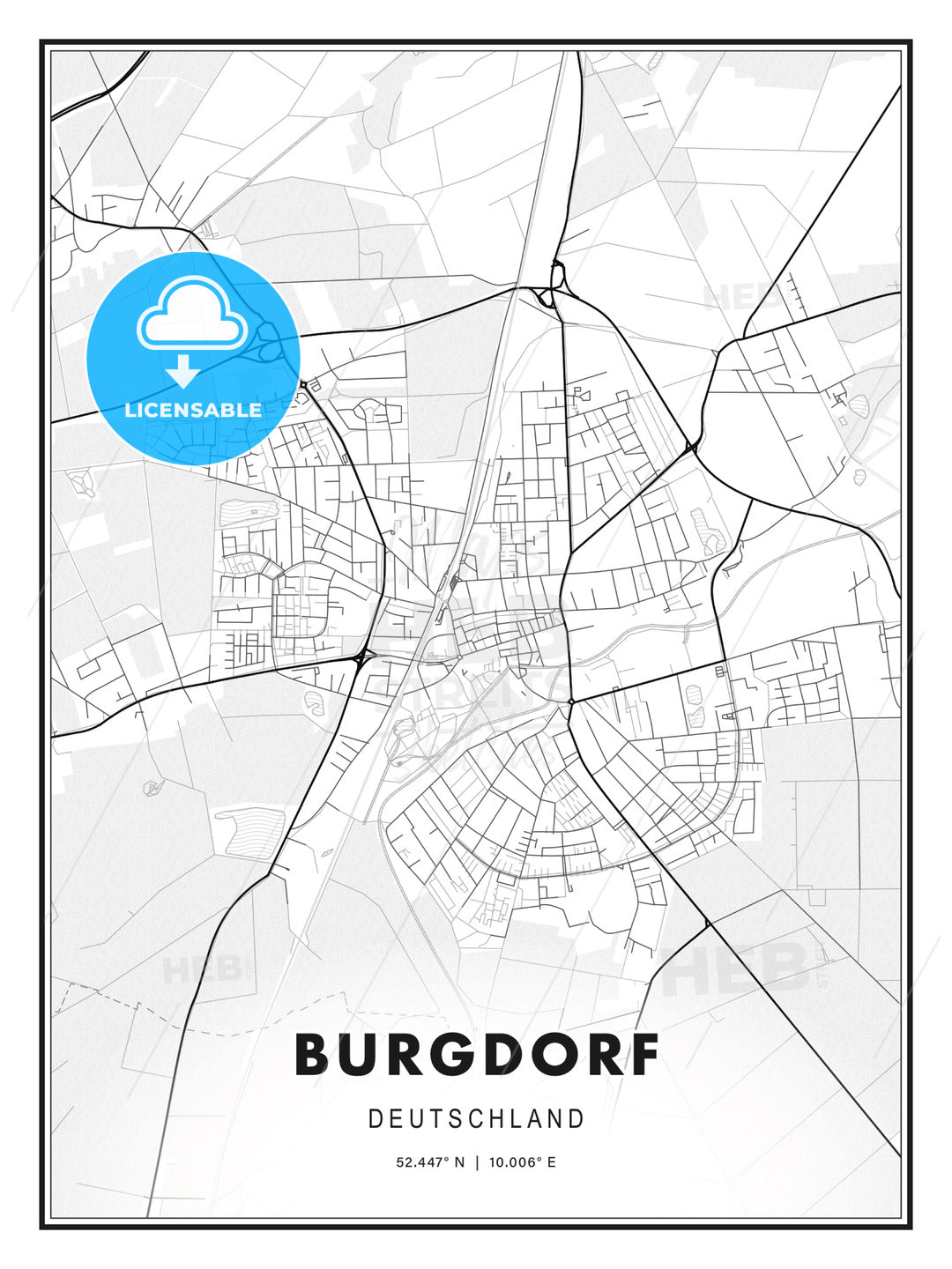 Burgdorf, Germany, Modern Print Template in Various Formats - HEBSTREITS Sketches