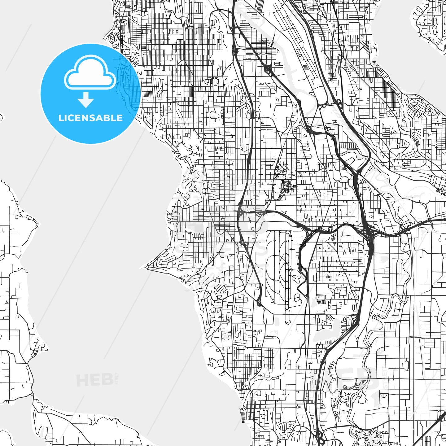 Burien, Washington - Area Map - Light