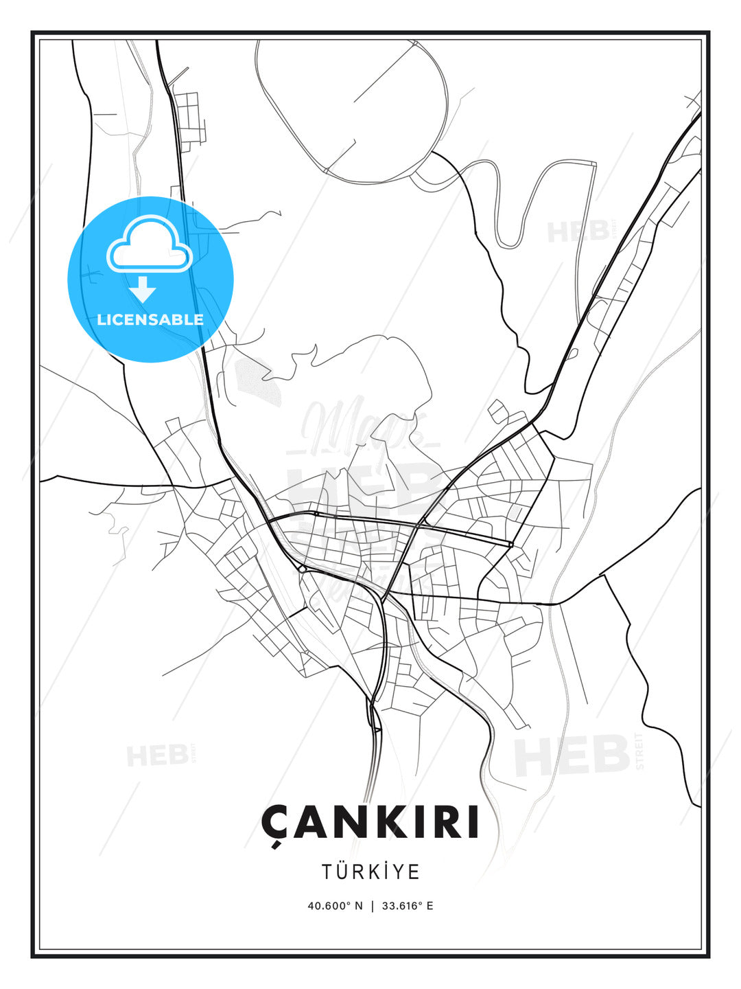 ÇANKIRI / Çankırı, Turkey, Modern Print Template in Various Formats - HEBSTREITS Sketches