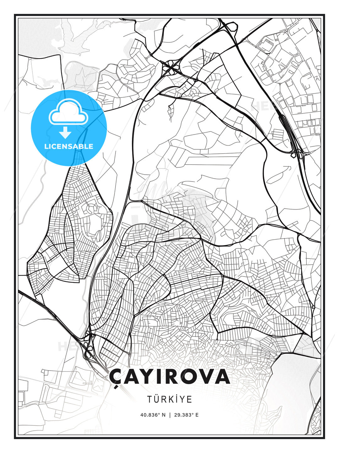 ÇAYIROVA / Çayırova, Turkey, Modern Print Template in Various Formats - HEBSTREITS Sketches