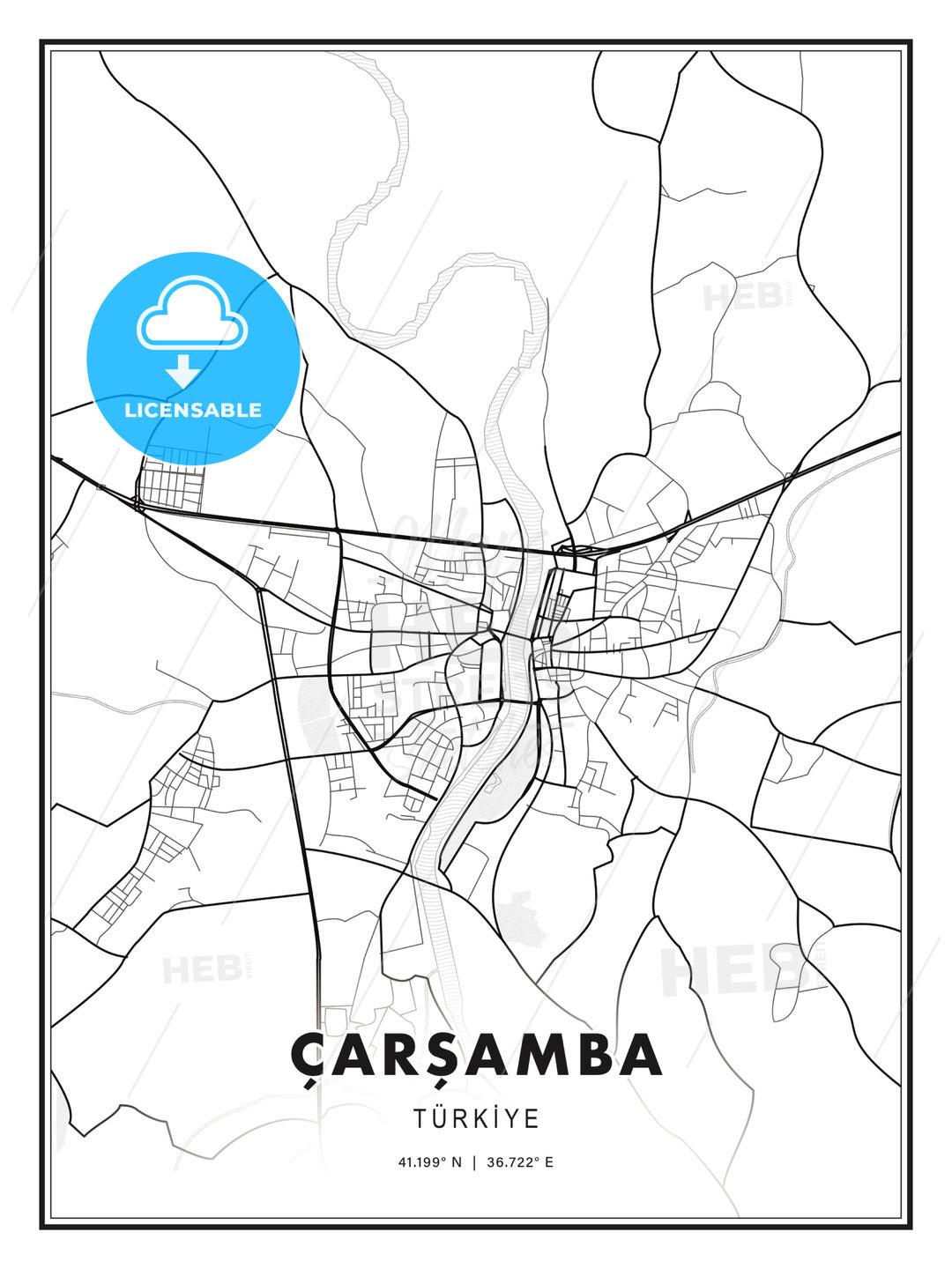 Çarşamba, Turkey, Modern Print Template in Various Formats - HEBSTREITS Sketches