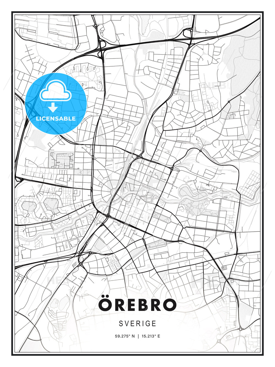 Örebro, Sweden, Modern Print Template in Various Formats - HEBSTREITS Sketches