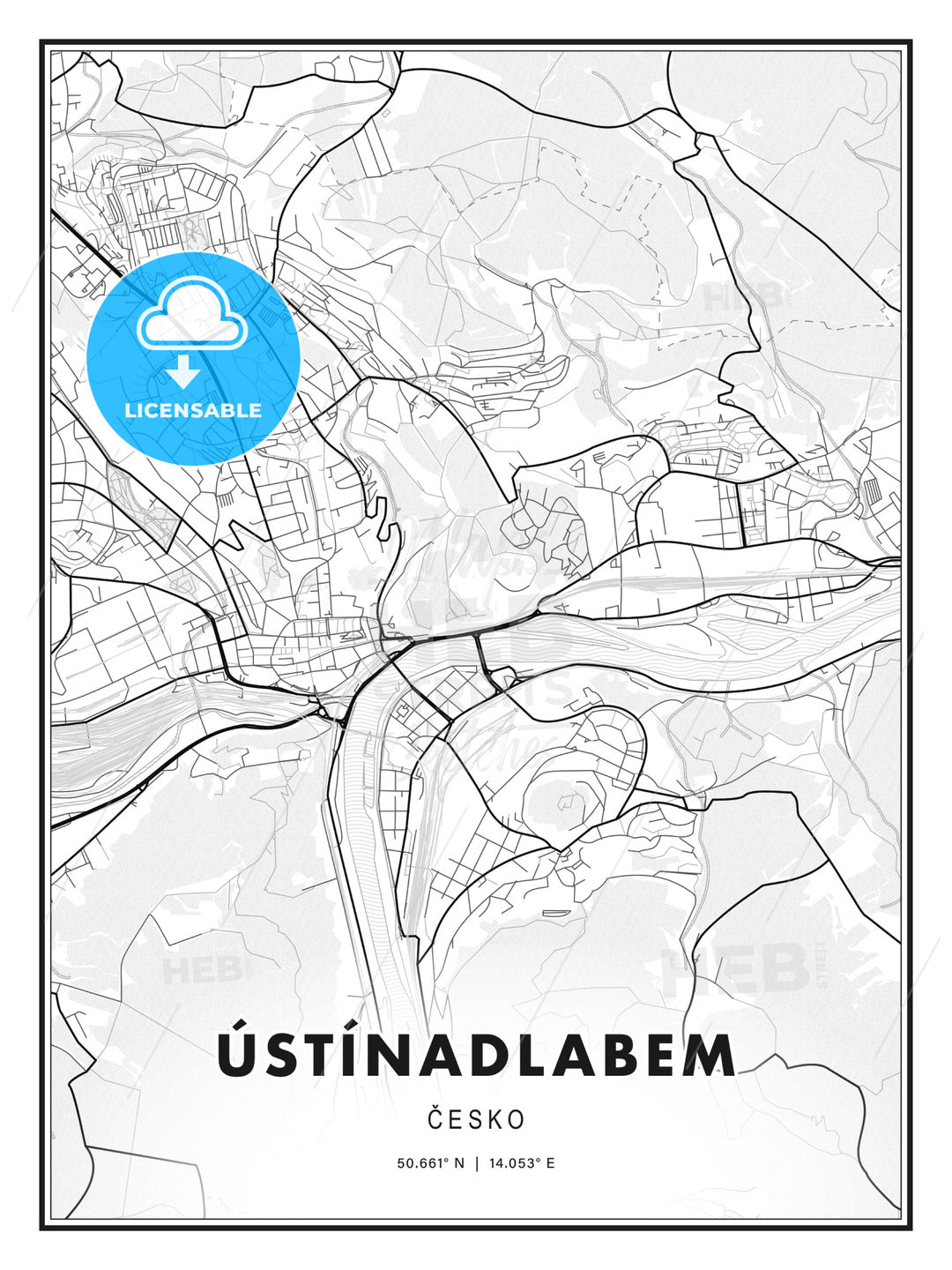 ÚSTÍNADLABEM / Ústí nad Labem, Czechia, Modern Print Template in Various Formats - HEBSTREITS Sketches