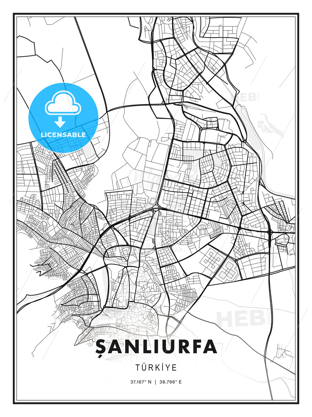 ŞANLIURFA / Şanlıurfa, Turkey, Modern Print Template in Various Formats - HEBSTREITS Sketches