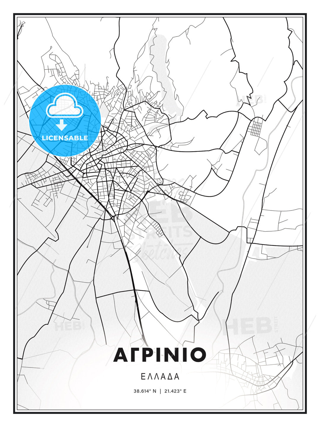 ΑΓΡΙΝΙΟ / Agrinio, Greece, Modern Print Template in Various Formats - HEBSTREITS Sketches
