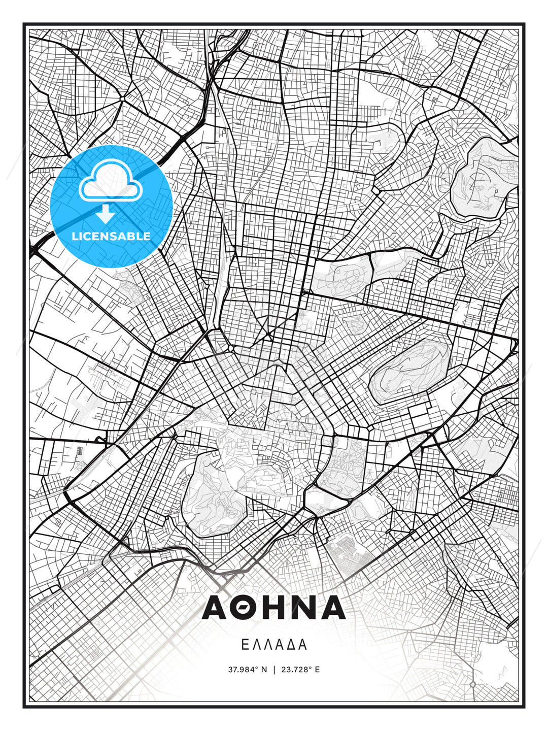 ΑΘΗΝΑ / Athens, Greece, Modern Print Template in Various Formats - HEBSTREITS Sketches