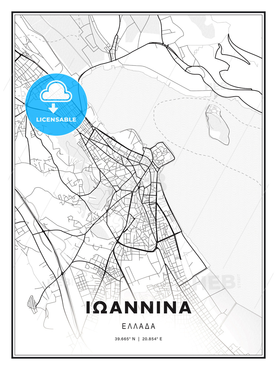 ΙΩΑΝΝΙΝΑ / Ioannina, Greece, Modern Print Template in Various Formats - HEBSTREITS Sketches