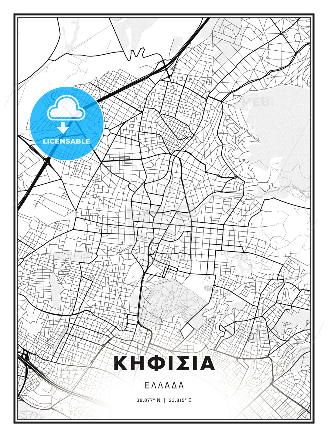 ΚΗΦΙΣΙΑ / Kifissia, Greece, Modern Print Template in Various Formats - HEBSTREITS Sketches
