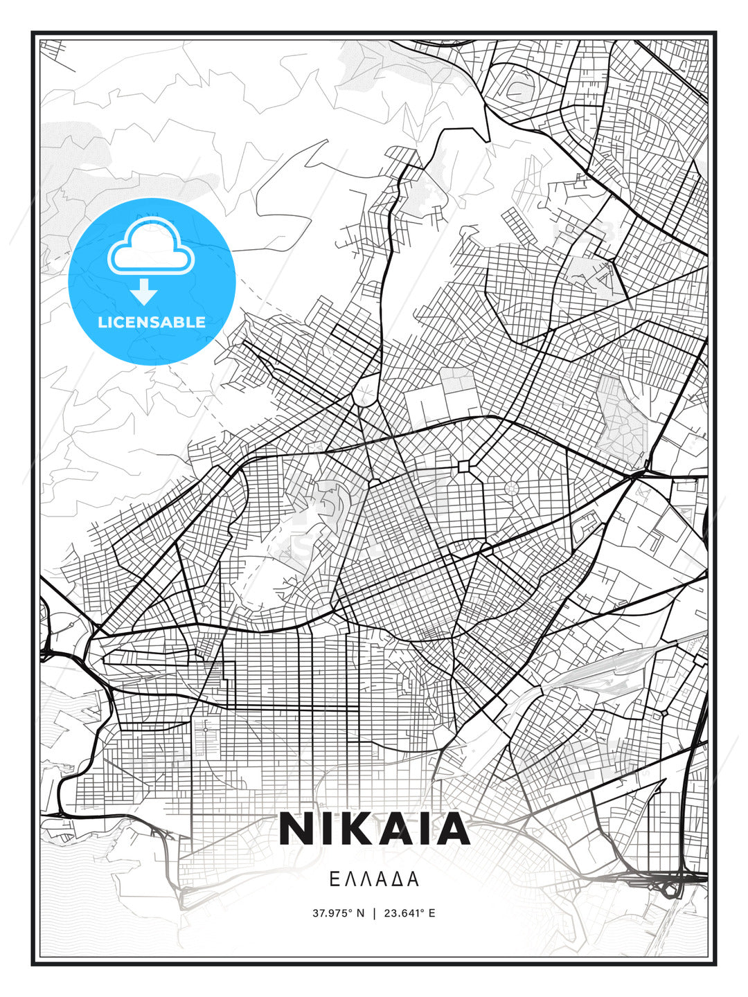 ΝΙΚΑΙΑ / Nikaia, Greece, Modern Print Template in Various Formats - HEBSTREITS Sketches