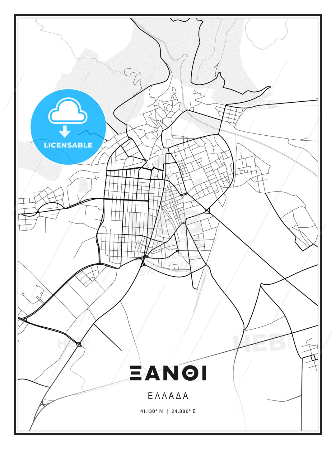 ΞΑΝΘΙ / Xanthi, Greece, Modern Print Template in Various Formats - HEBSTREITS Sketches