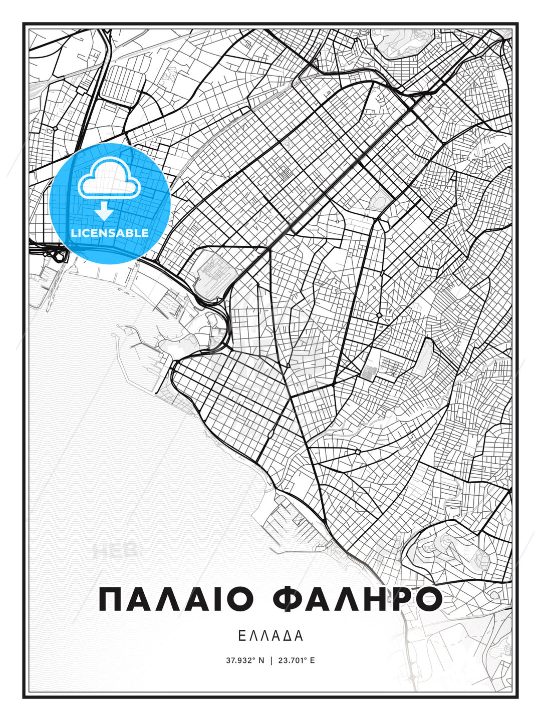 ΠΑΛΑΙΟ ΦΑΛΗΡΟ / Palaio Faliro, Greece, Modern Print Template in Various Formats - HEBSTREITS Sketches