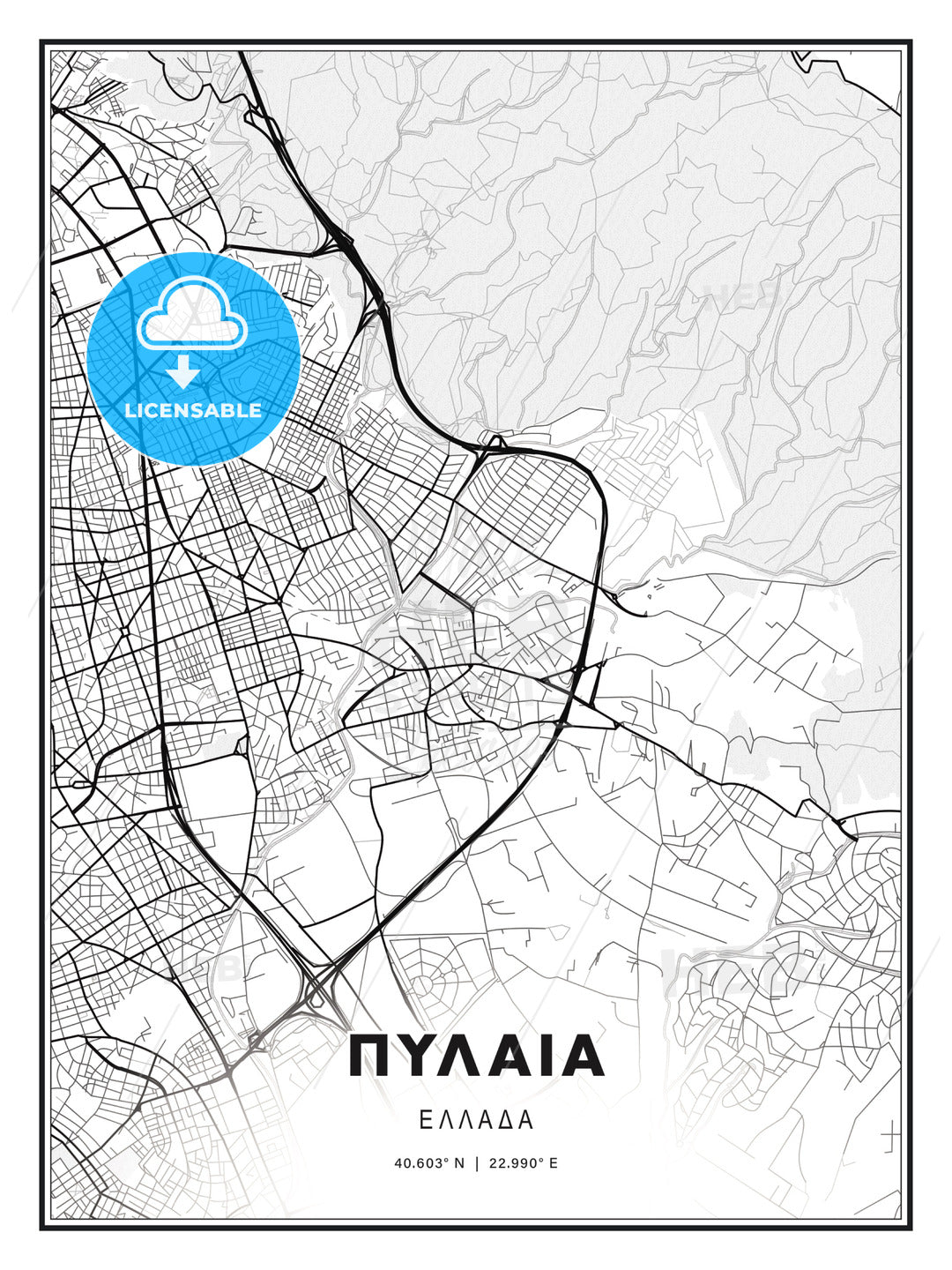 ΠΥΛΑΙΑ / Pylaia, Greece, Modern Print Template in Various Formats - HEBSTREITS Sketches