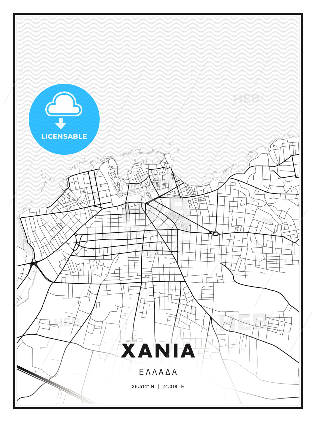 ΧΑΝΙΑ / Chania, Greece, Modern Print Template in Various Formats - HEBSTREITS Sketches