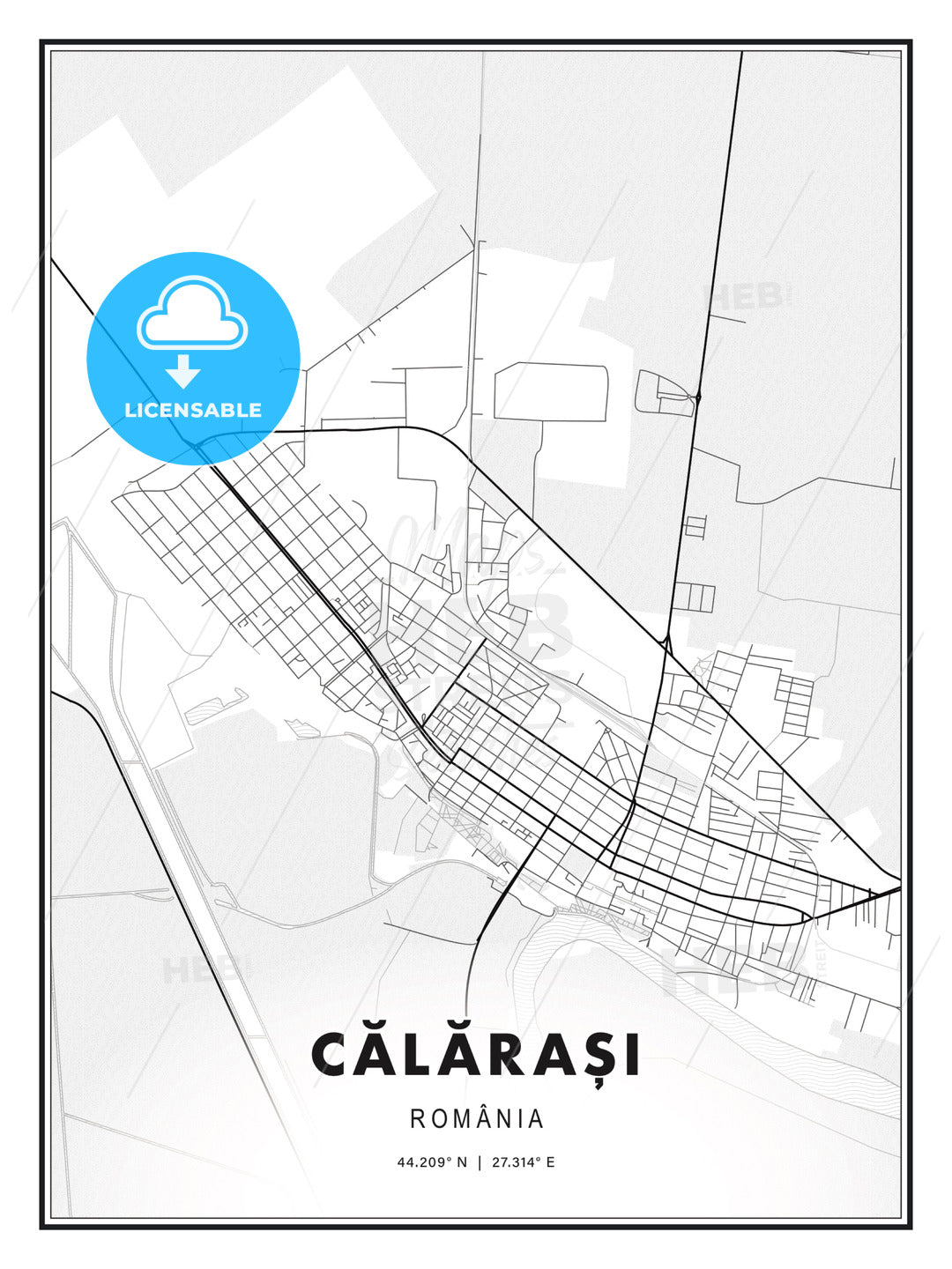 Călărași, Romania, Modern Print Template in Various Formats - HEBSTREITS Sketches