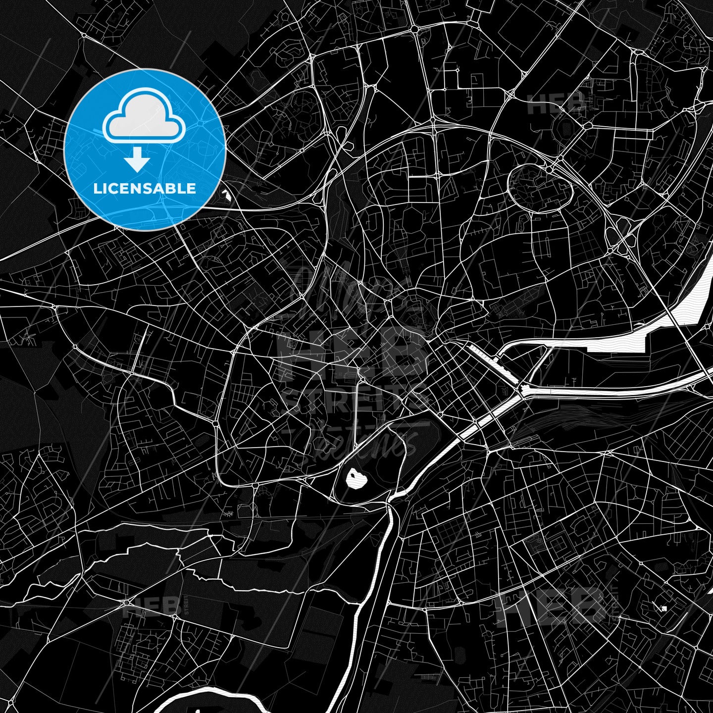 Caen, France PDF map